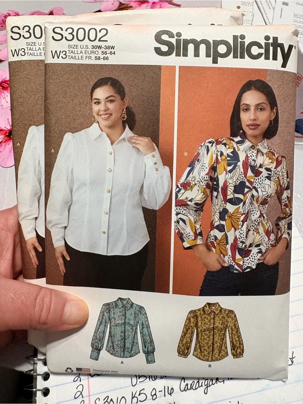 BN UNCUT SIMPLICITY 3002 W3 BLOUSES SEWING PATTERNS
